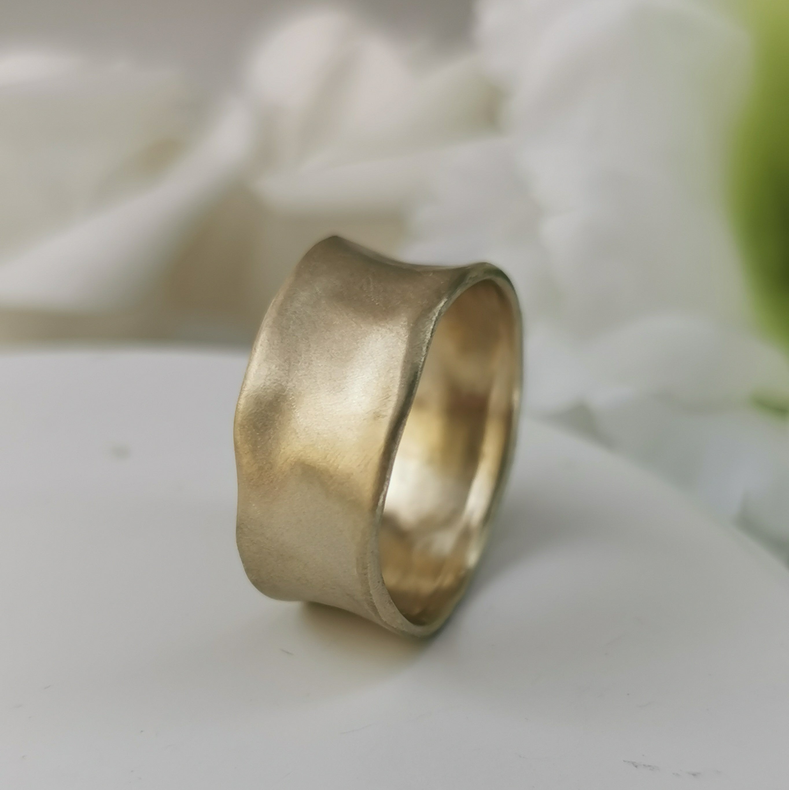 10mm Wide Wedding Ring Matte Gold Finish-ZadokGold