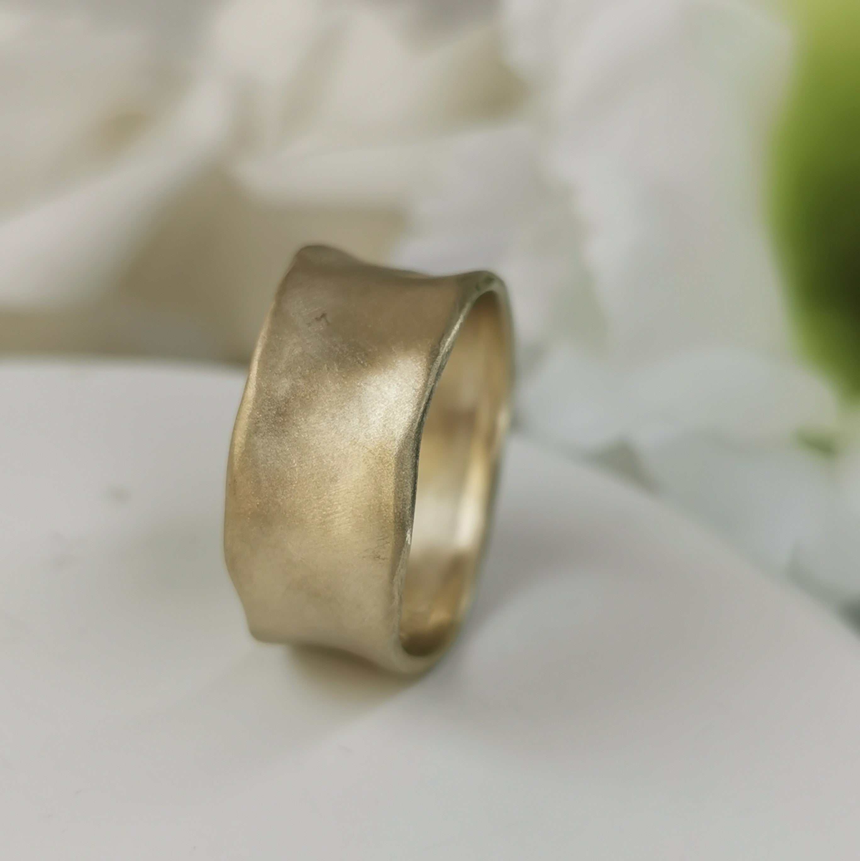 10mm Wide Wedding Ring Matte Gold Finish-ZadokGold