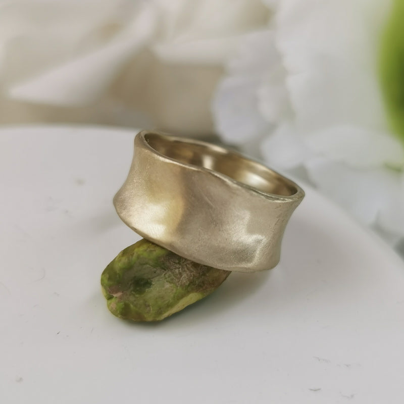 10mm Wide Wedding Ring Matte Gold Finish