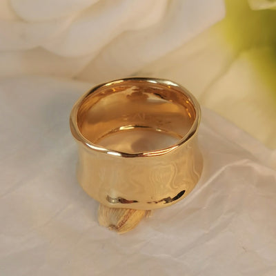 Shiny Finish 18K Solid Gold Wedding Ring 12mm Wide