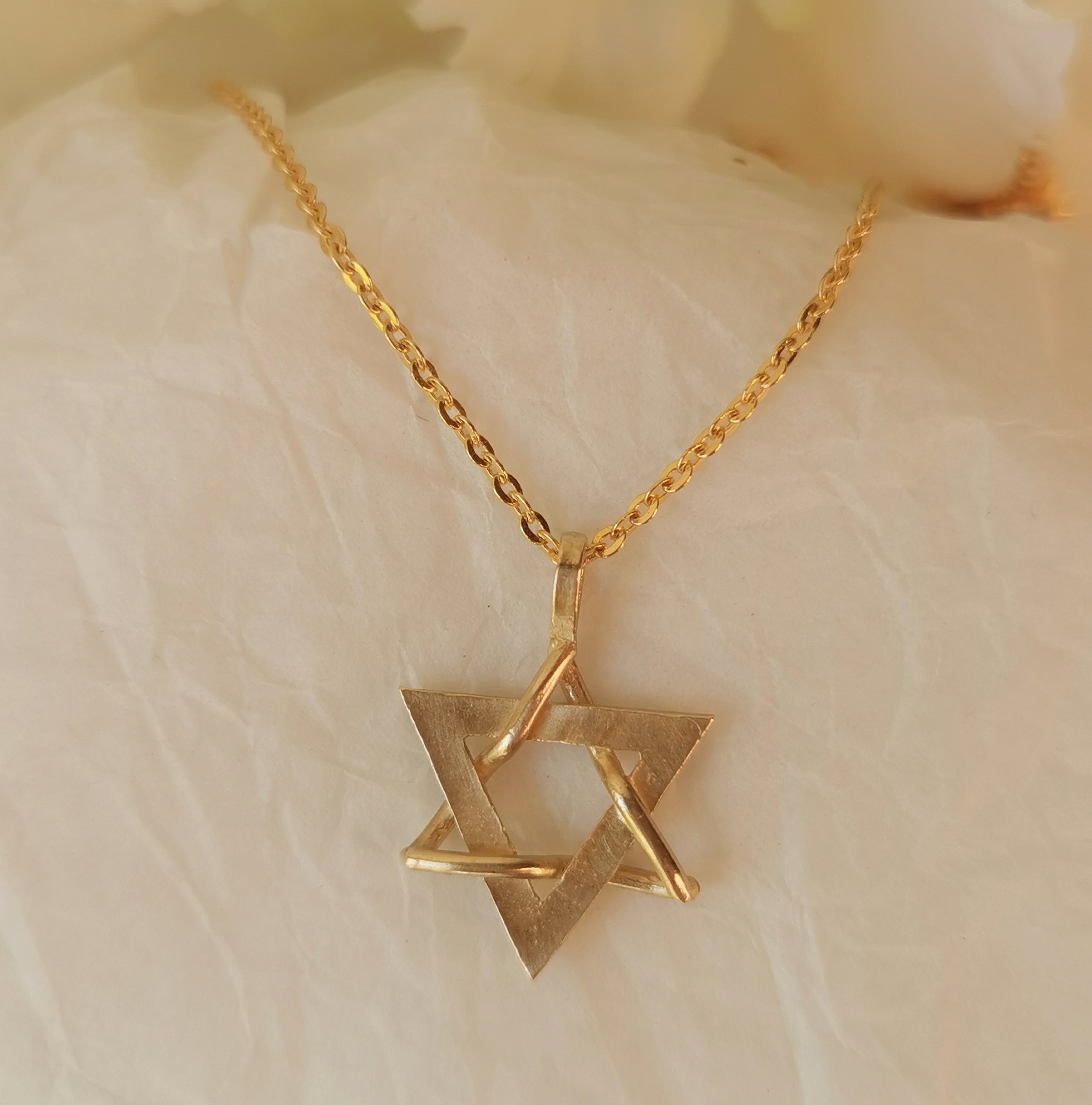 Solid Gold Star of David Pendant, Magen David Necklace - Judaica Gold Jewelry