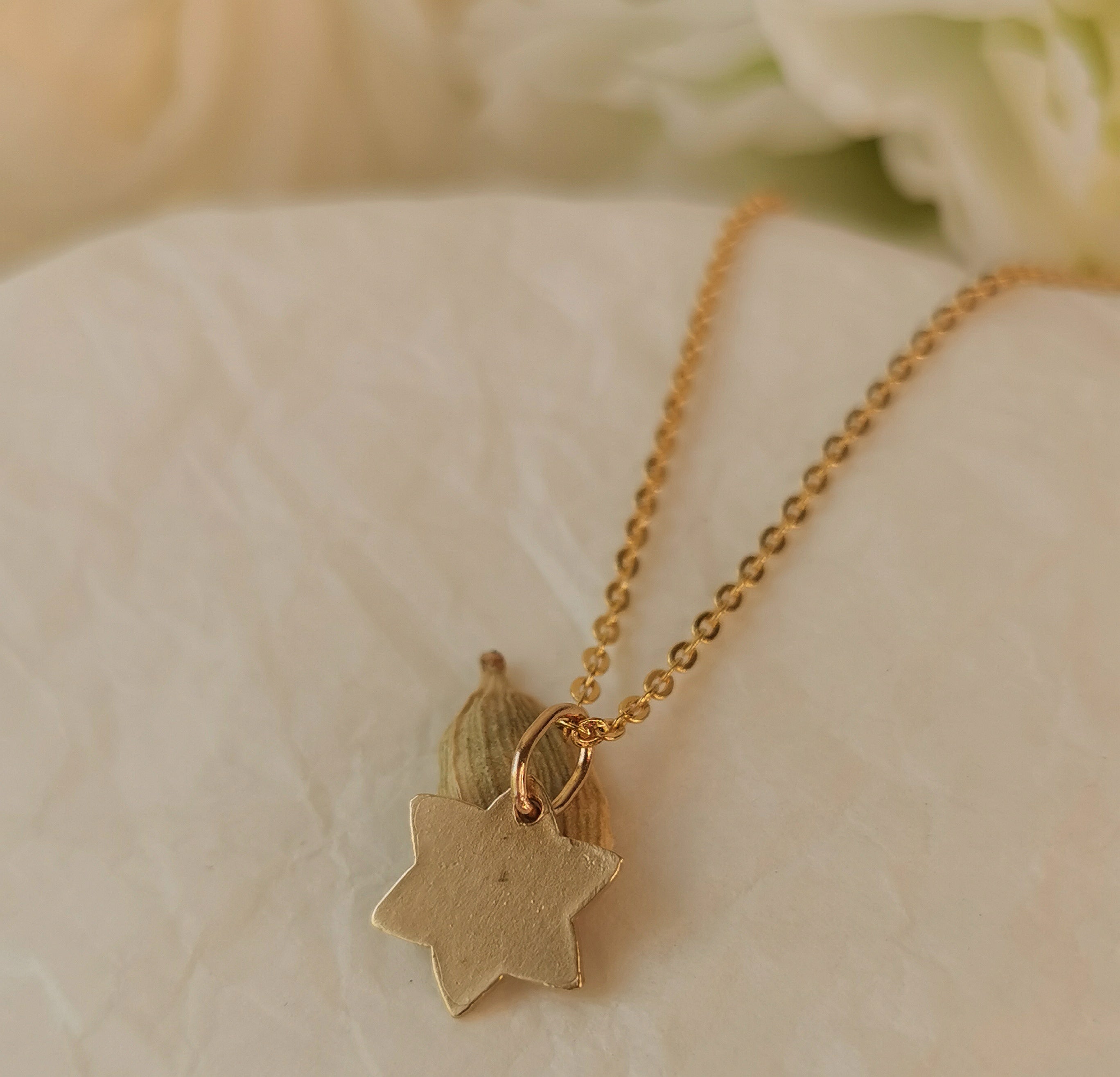 Small Gold Star of David Pendant, Gold/Silver Magen David Made in Israel