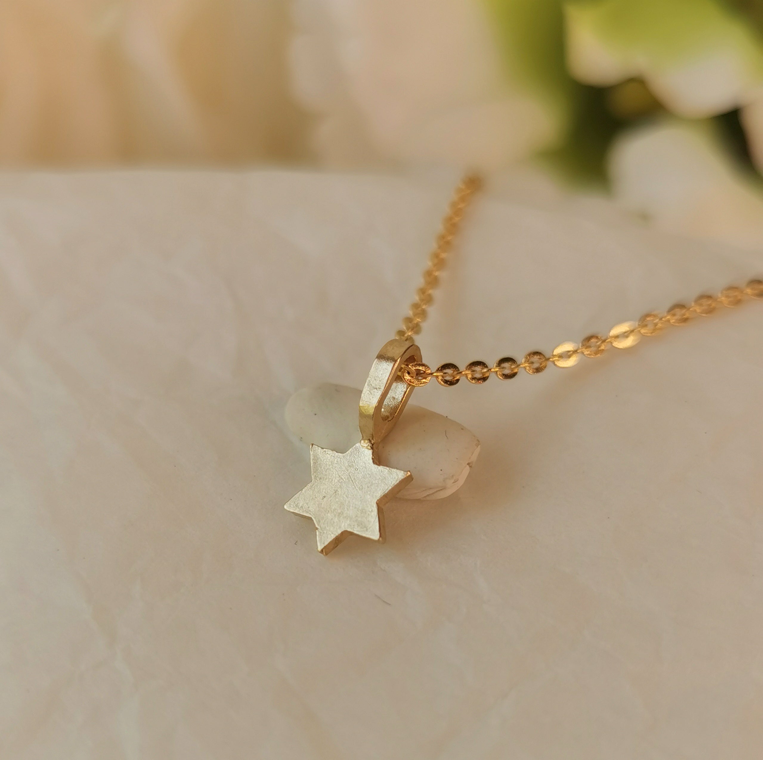 Smooth Solid Gold Star of David Pendant - Small Magen David Necklace Made in Israel