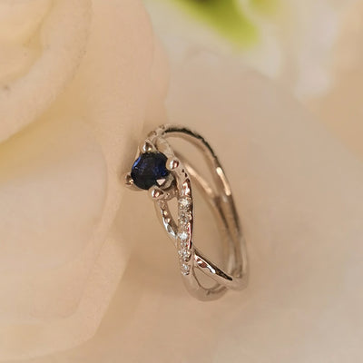 Sapphire Engagement Ring 14k White Gold