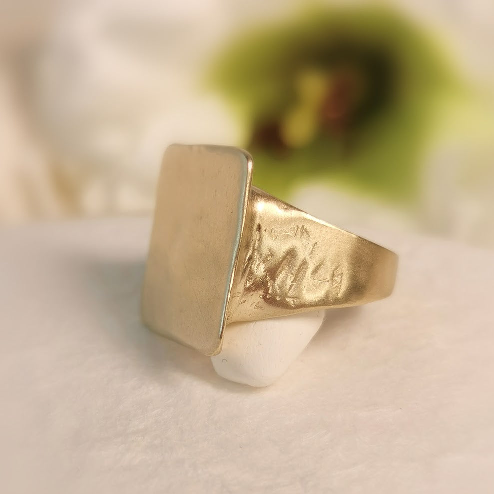 Large 14k Gold Signet Ring, 12mm Square Chunky Ring