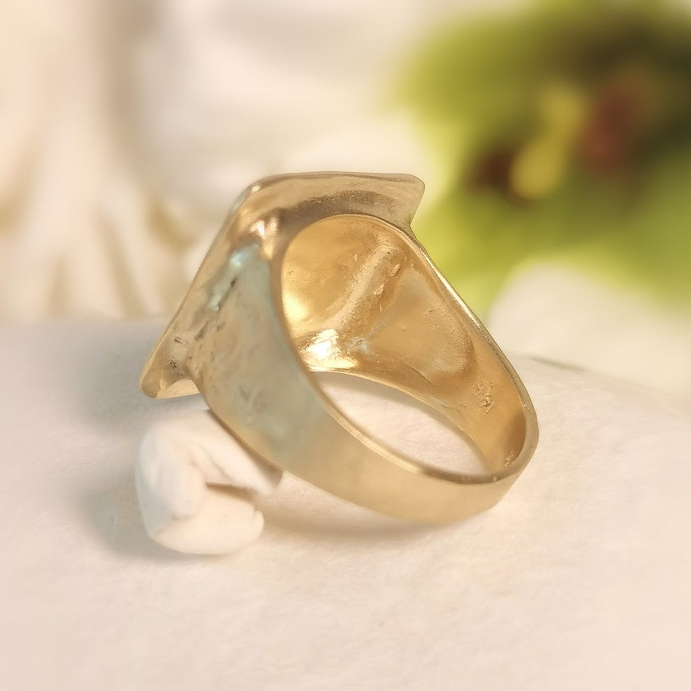 Large 14k Gold Signet Ring, 12mm Square Chunky Ring