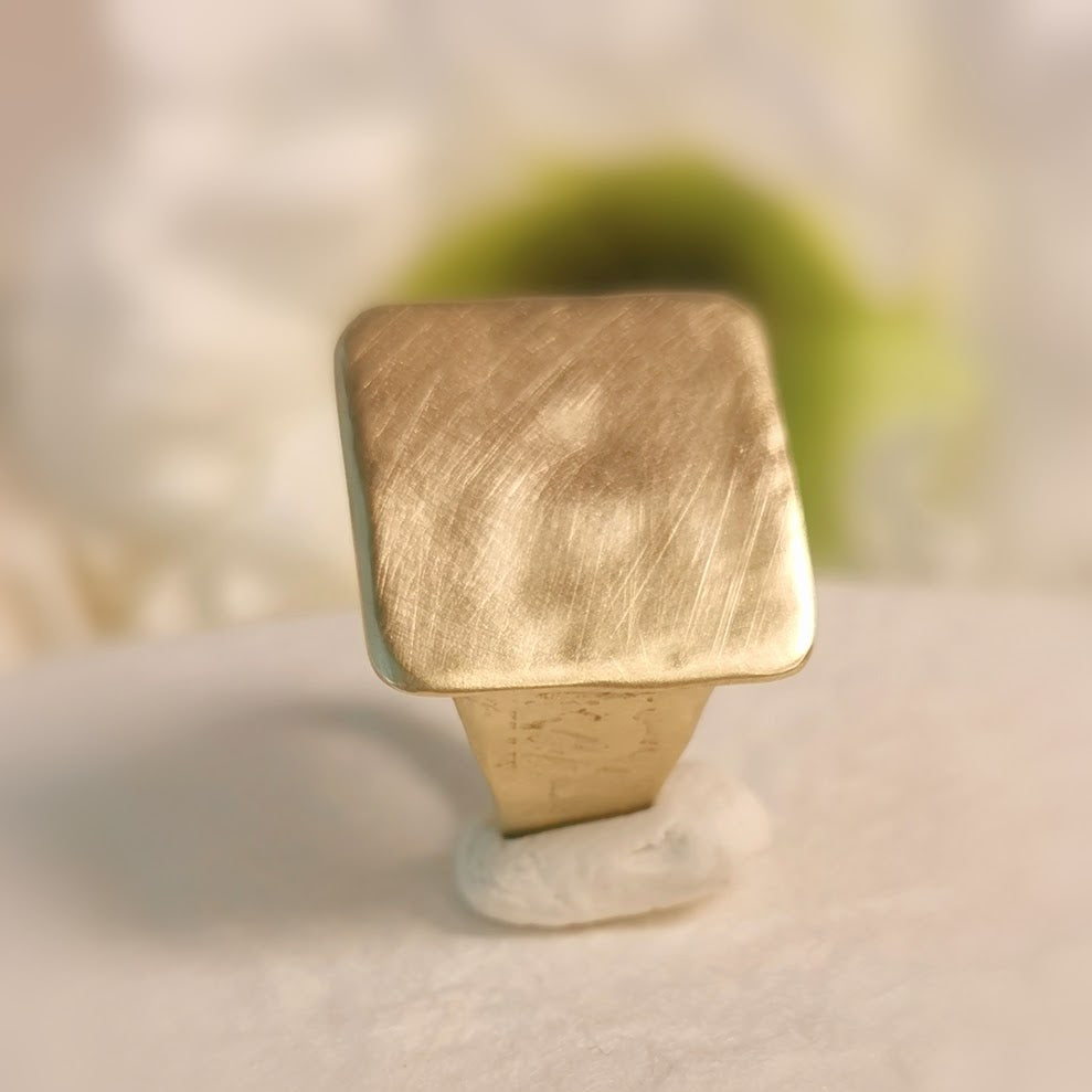 Large 14k Gold Signet Ring, 12mm Square Chunky Ring