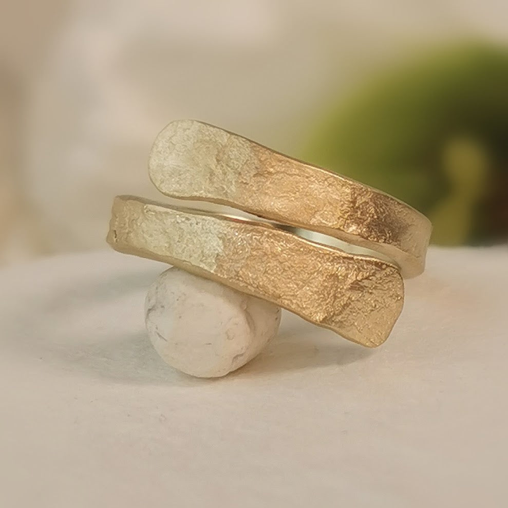 18k Textured Gold Spiral Wrap Ring