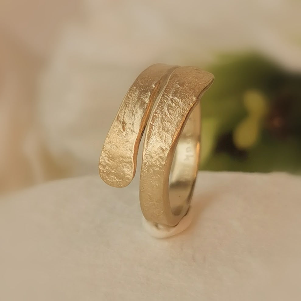 18k Textured Gold Spiral Wrap Ring