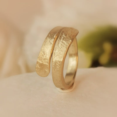 18k Textured Gold Spiral Wrap Ring