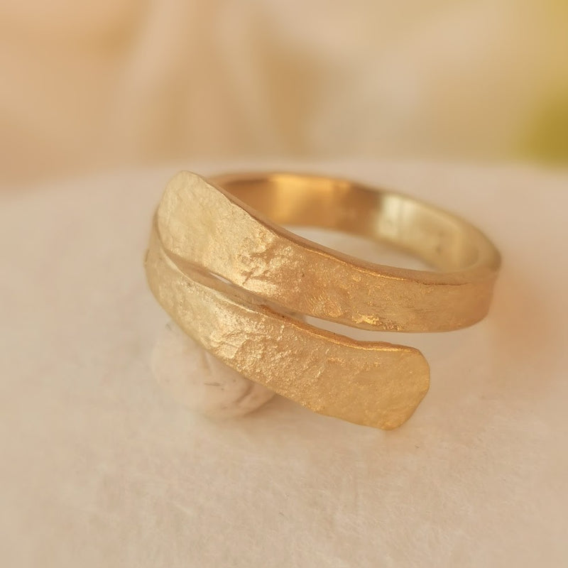 18k Textured Gold Spiral Wrap Ring-ZadokGold