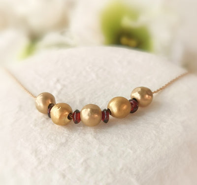 18k Gold Large Bead Ball Necklace 