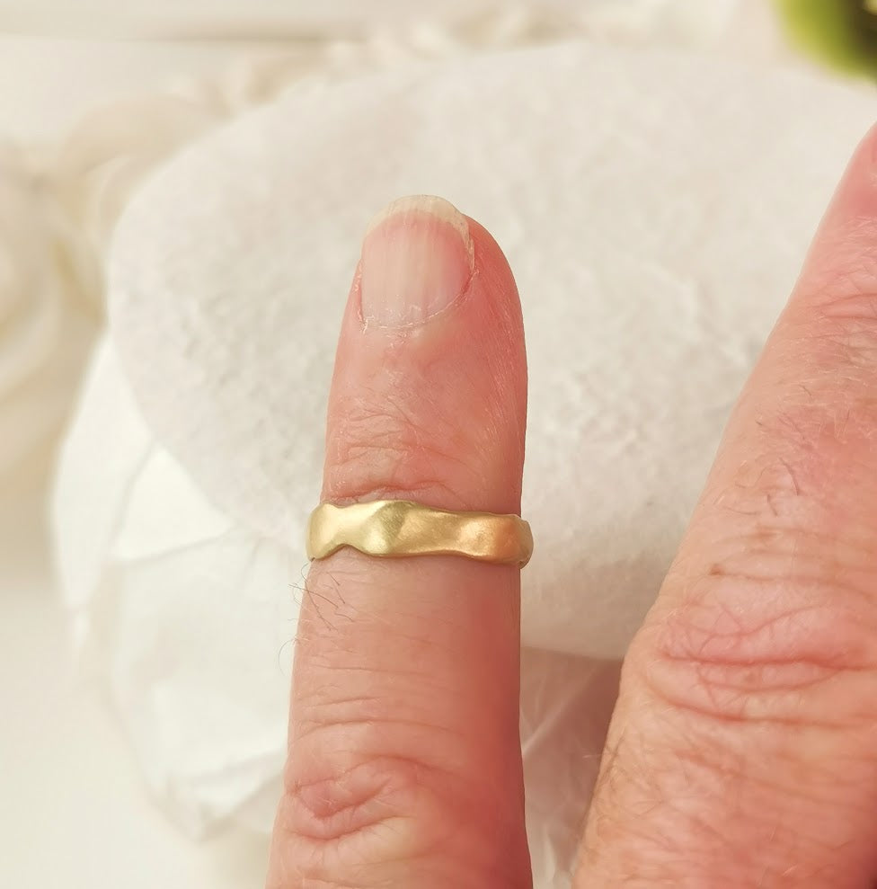 Unique 14k Smooth Gold Ring Organic Matte Finish