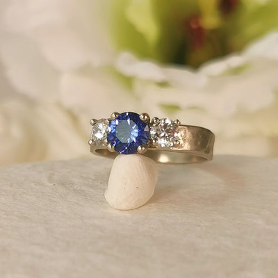 Sapphire and Diamonds White Gold Engagement Ring