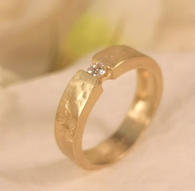 Diamond Engagement Ring - 14k Gold 5mm Wide Band-ZadokGold