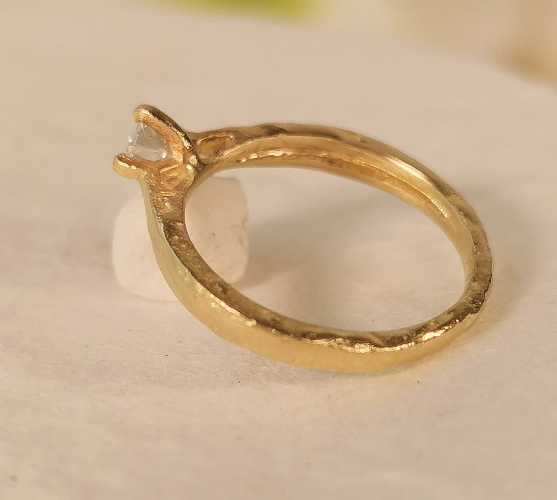 Thick Gold 0.5ct Diamond Engagement Ring Rustic Texture