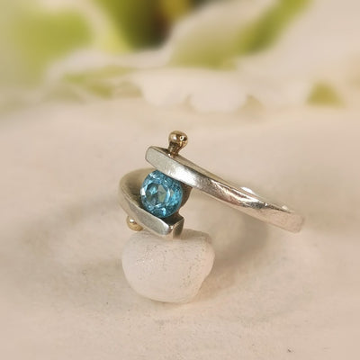 Blue Topaz Unique Wrap Around Ring