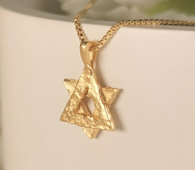 jewish star of david necklace gold