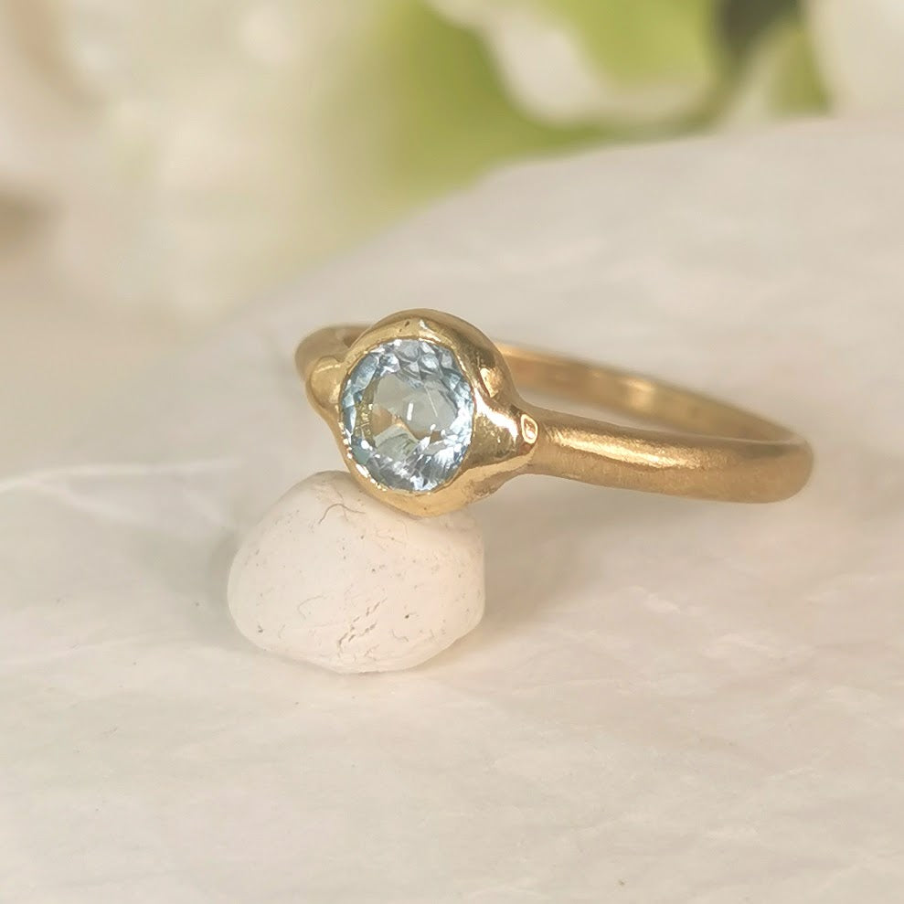 Clear Blue Topaz Slim Gold Ring