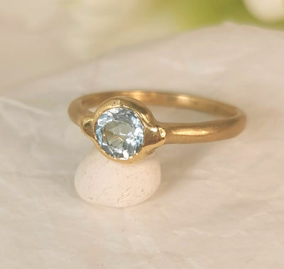 Clear Blue Topaz Slim Gold Ring