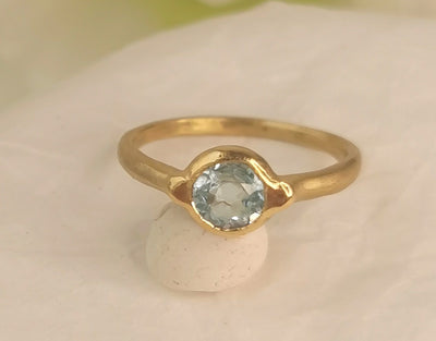 Clear Blue Topaz Slim Gold Ring