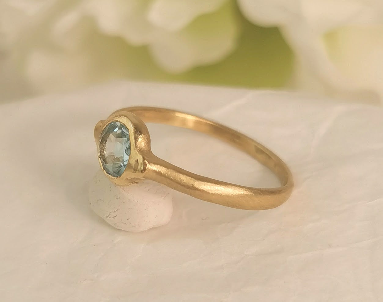 Clear Blue Topaz Slim Gold Ring