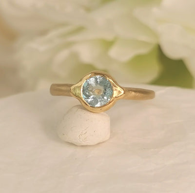 Clear Blue Topaz Slim Gold Ring