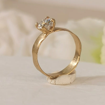 Large 6mm Moissanite Ring 18k Gold Engagement Ring