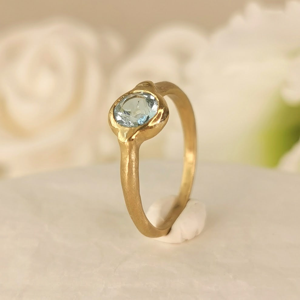 Clear Blue Topaz Slim Gold Ring