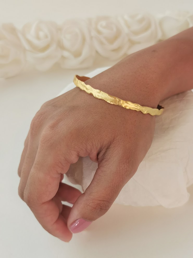 14k Luxury Solid Gold Bangle, Handmade Artisan Gold Jewelry-ZadokGold