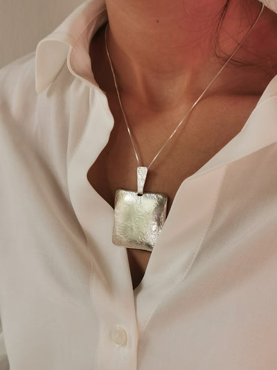 large square silver pendant