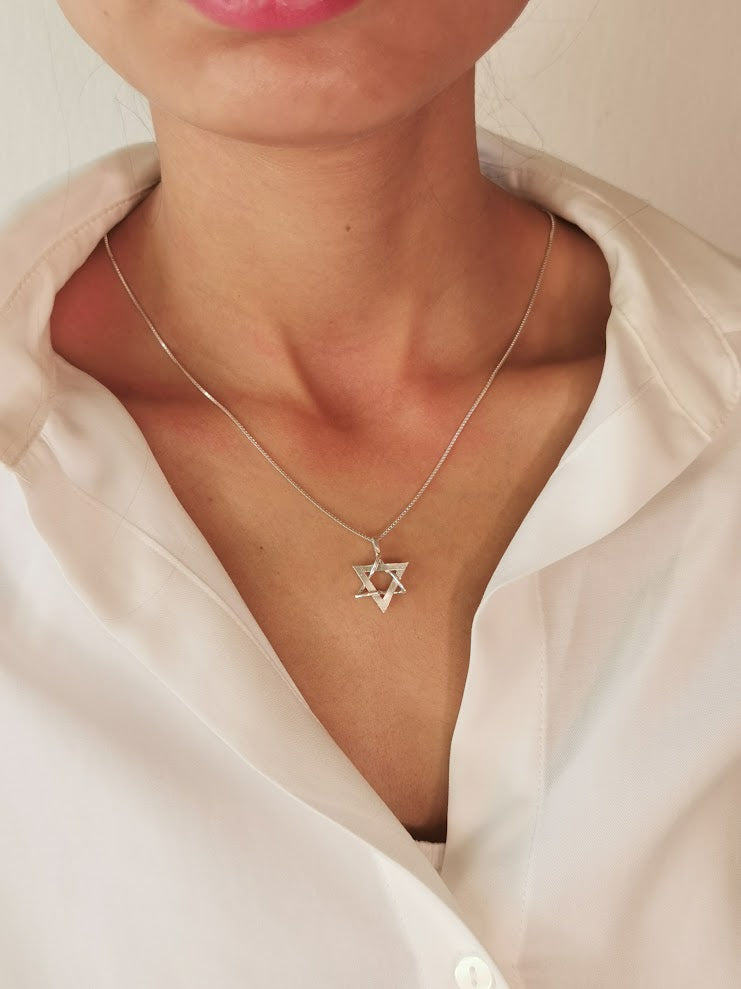 star of david silver necklace