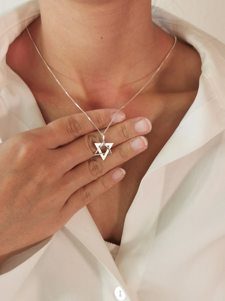 Silver Magen David Delicate Interlocked Stars Design-ZadokGold