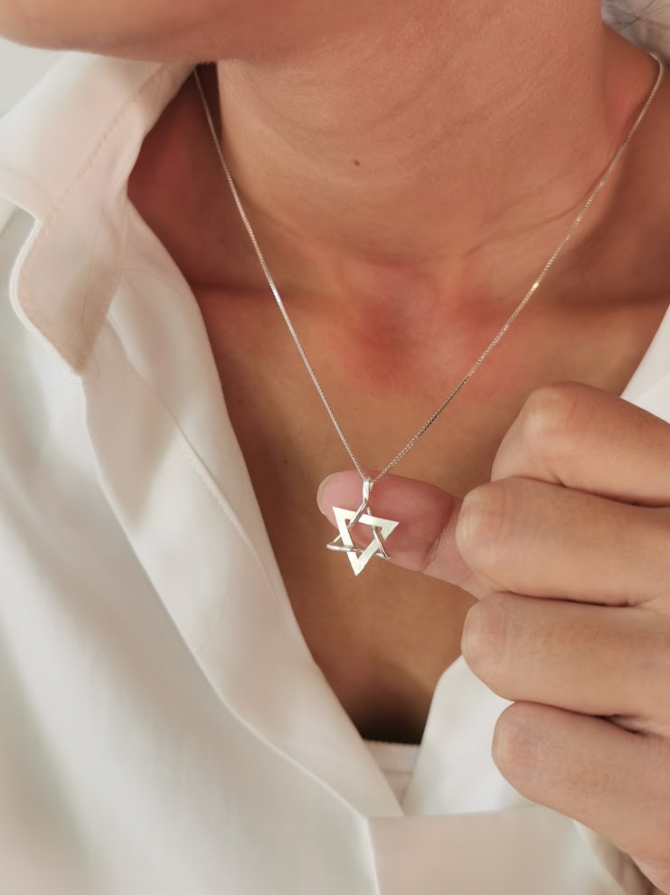 Silver Magen David Delicate Interlocked Stars Design-ZadokGold