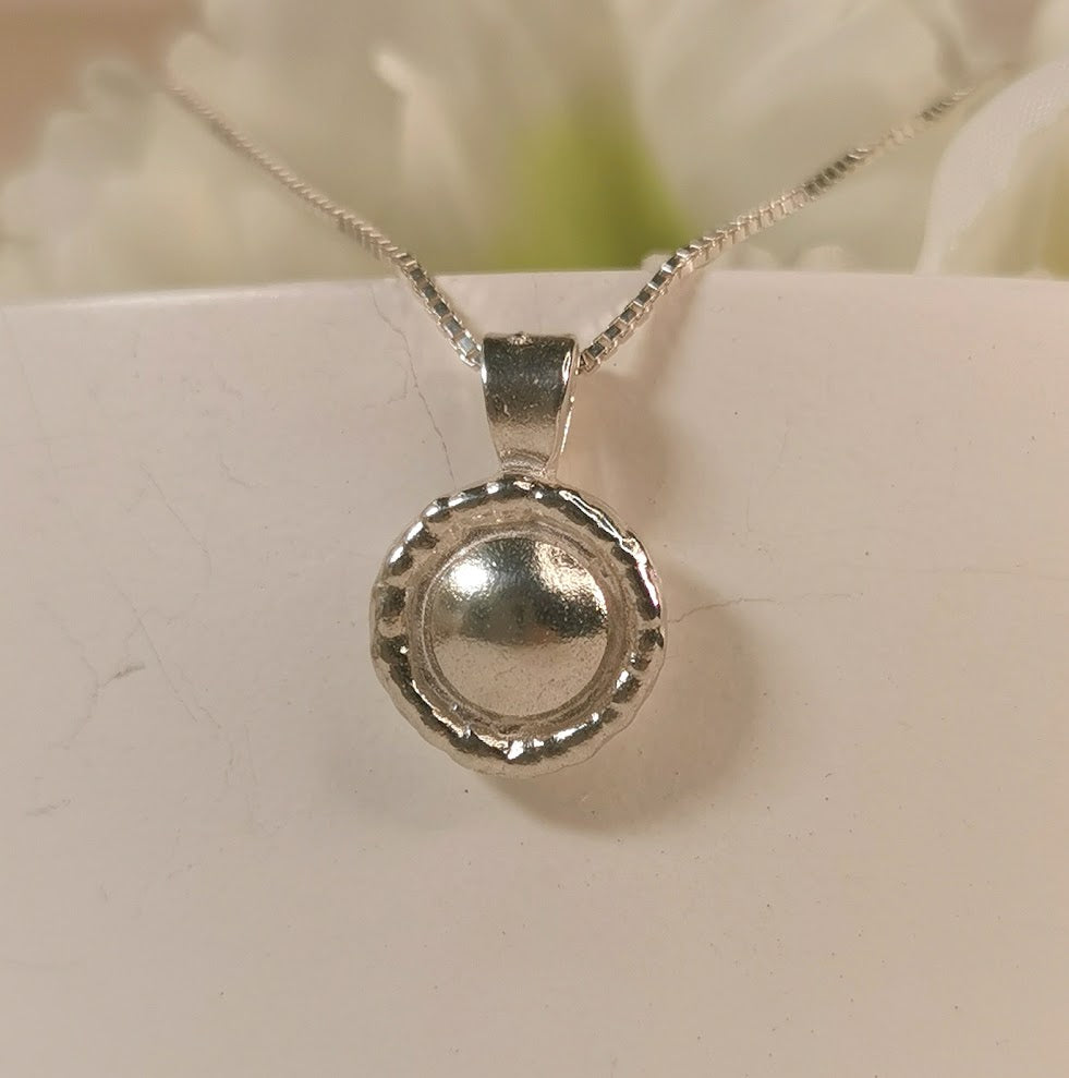 Small Silver Medallion Circle Sacred Geometry Pendant Necklace