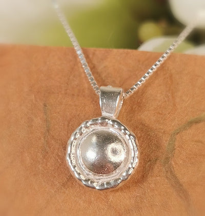 Small Silver Medallion Circle Sacred Geometry Pendant Necklace