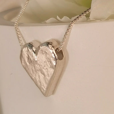 Solid Silver Heart Pendant Minimalist Handmade Silver 925