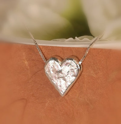 Solid Silver Heart Pendant Minimalist Handmade Silver 925