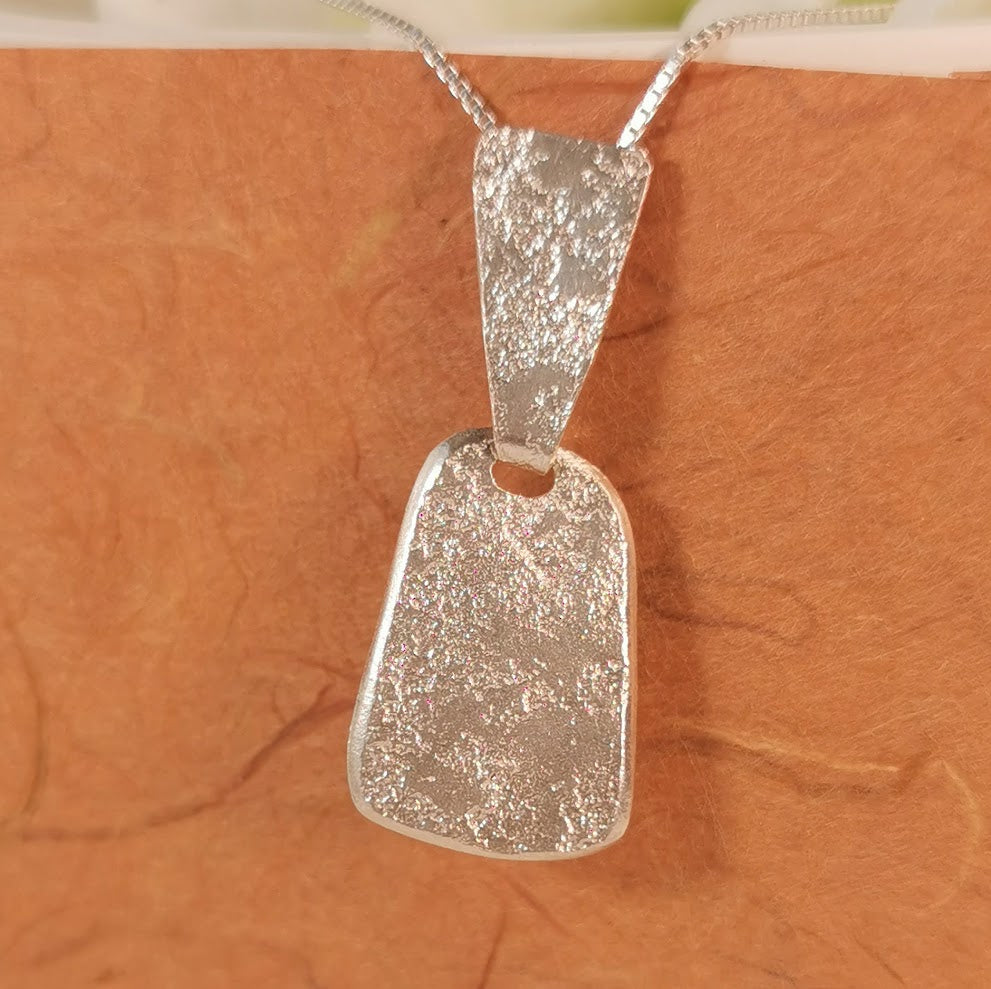 Geometric Silver Rectangle Pendant Necklace-ZadokGold