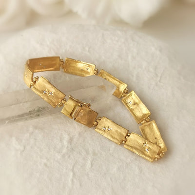 18k Gold Link Bracelet with Small Diamonds