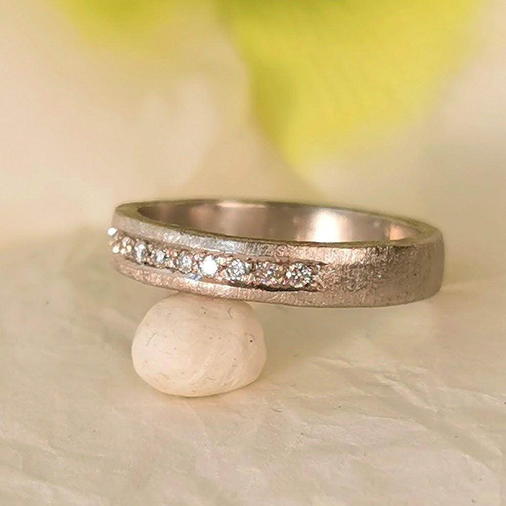 White Gold Wide Infinity Pave Engagement Band Ring