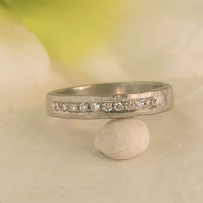 White Gold Pave Engagement Band Ring