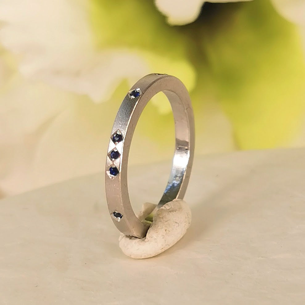 White gold Sapphire Stacking Ring