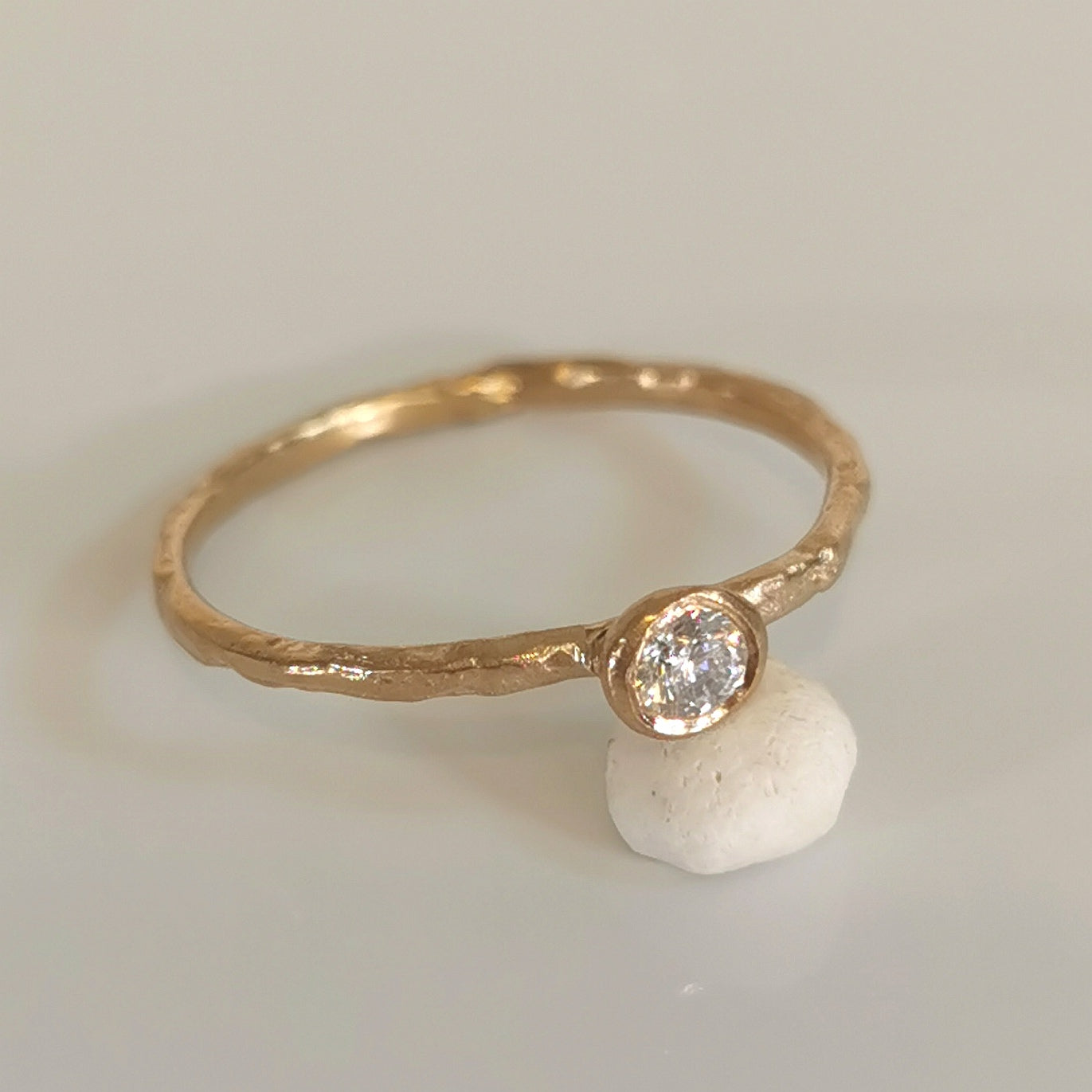 Minimalistic Promise Ring, Bezel Set Diamond Engagement Ring