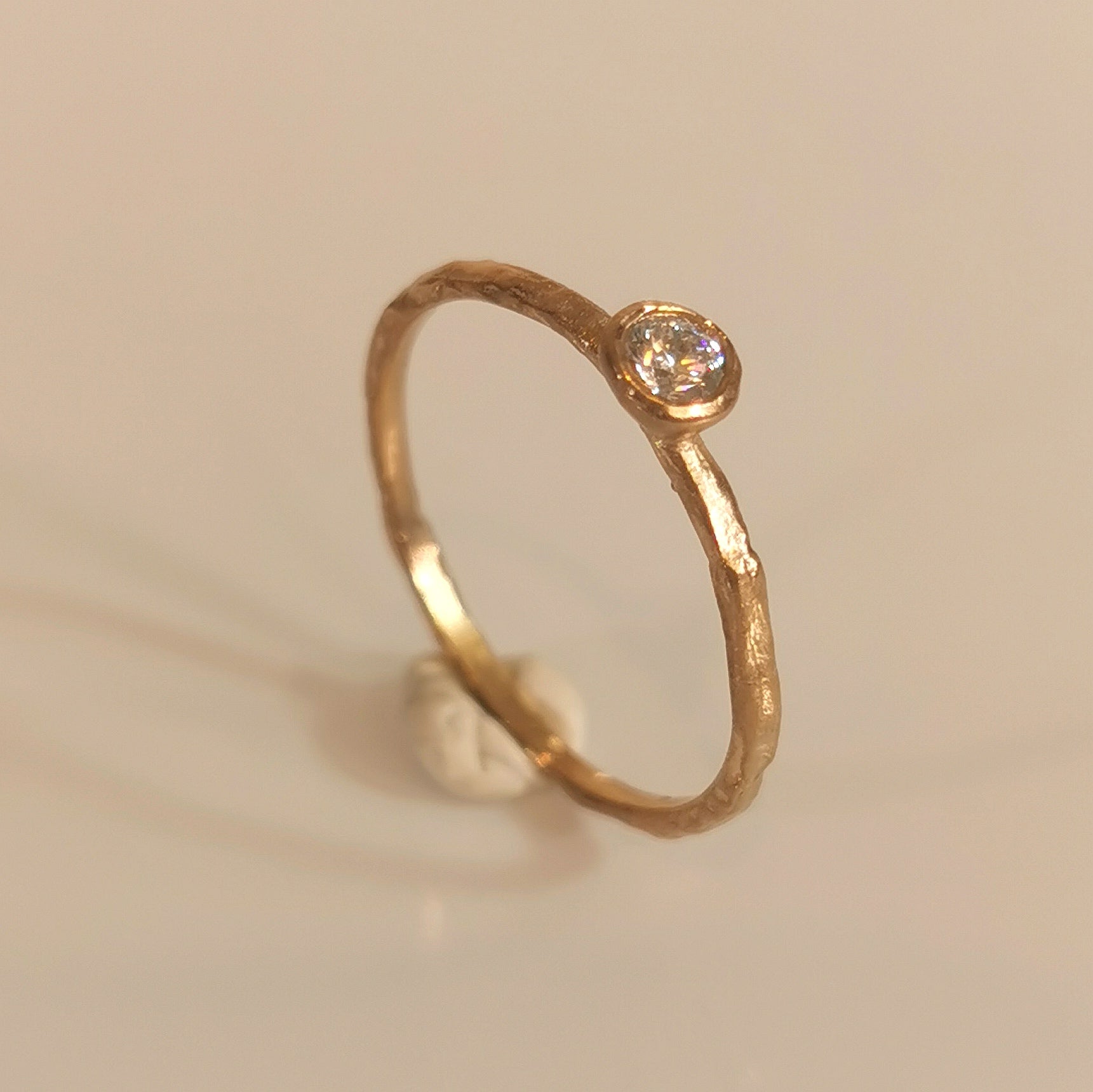 Minimalistic Promise Ring, Bezel Set Diamond Engagement Ring