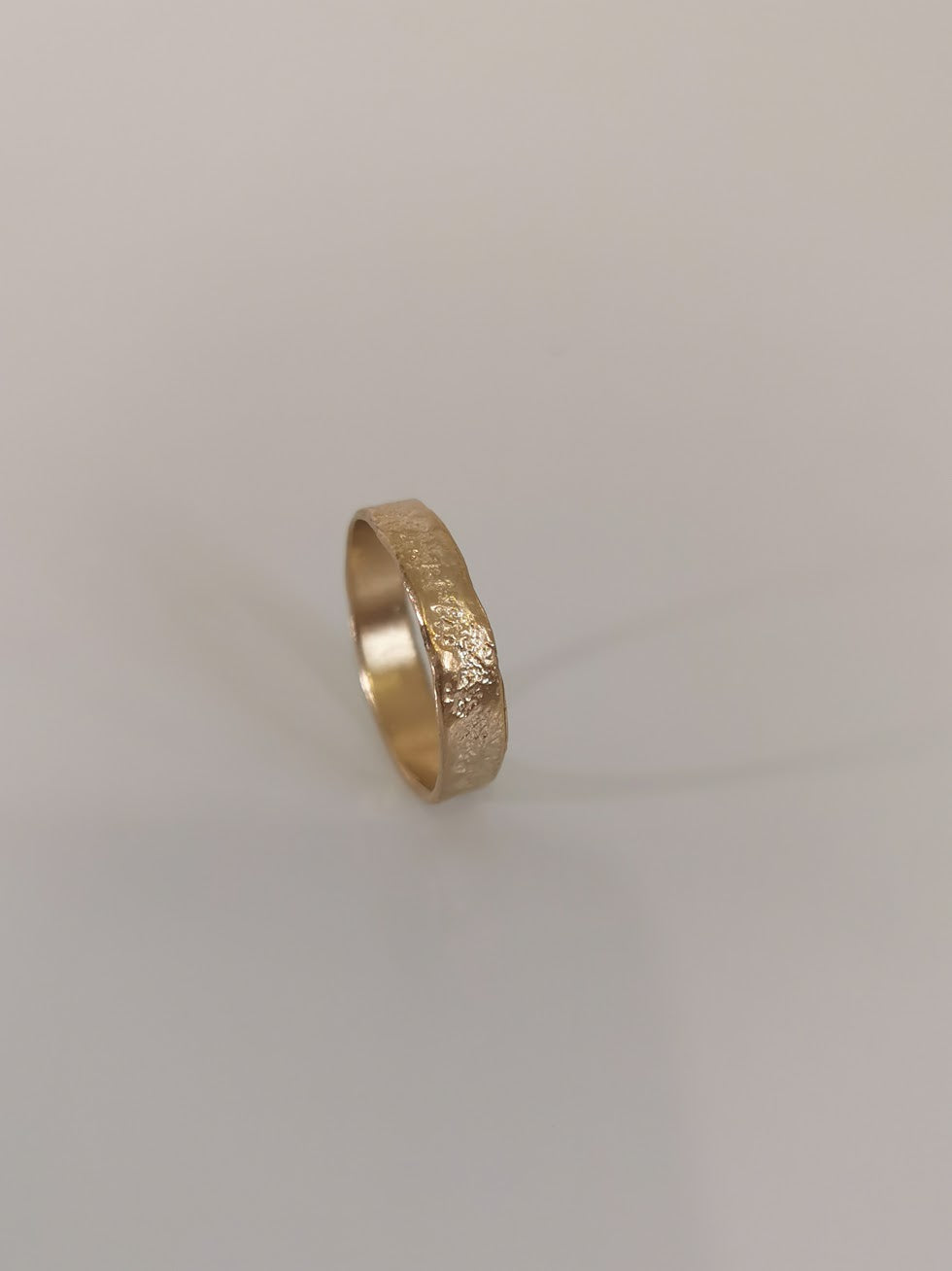 Textured Gold Band Ring, Hammered Organic Slim Wedding Band