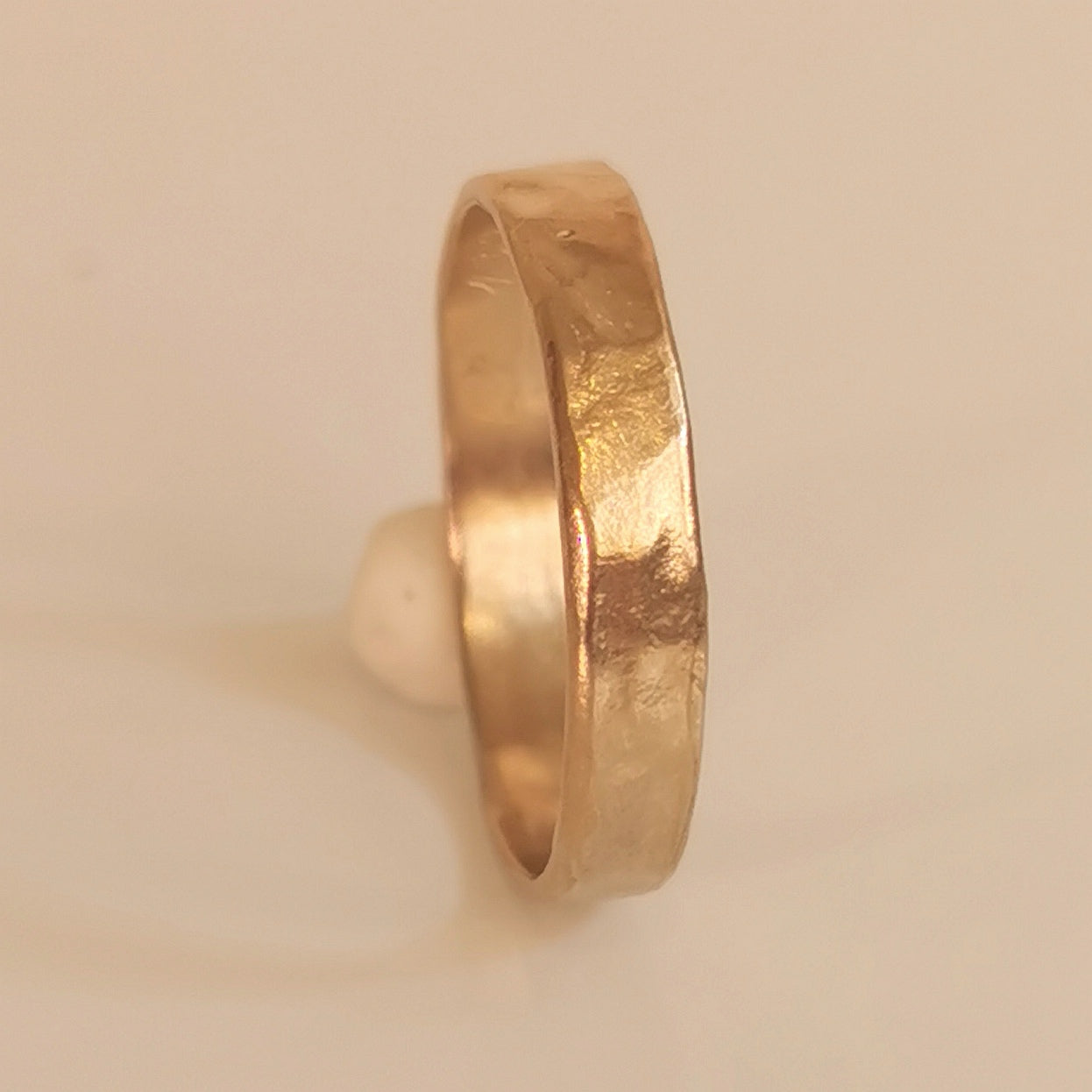 Hammered Gold Wedding Band,Slim 4mm Stacking Ring