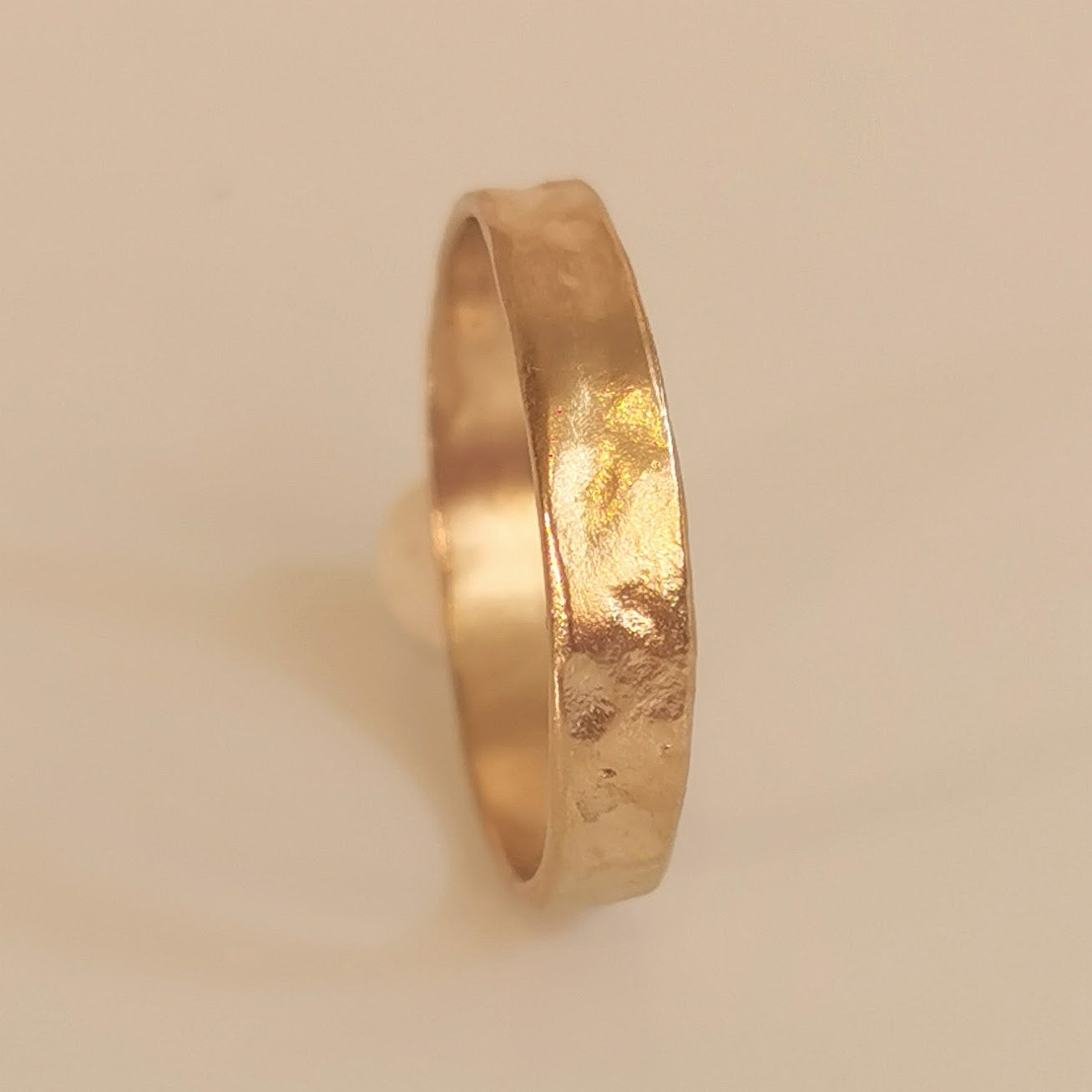 Hammered Gold Wedding Band,Slim 4mm Stacking Ring