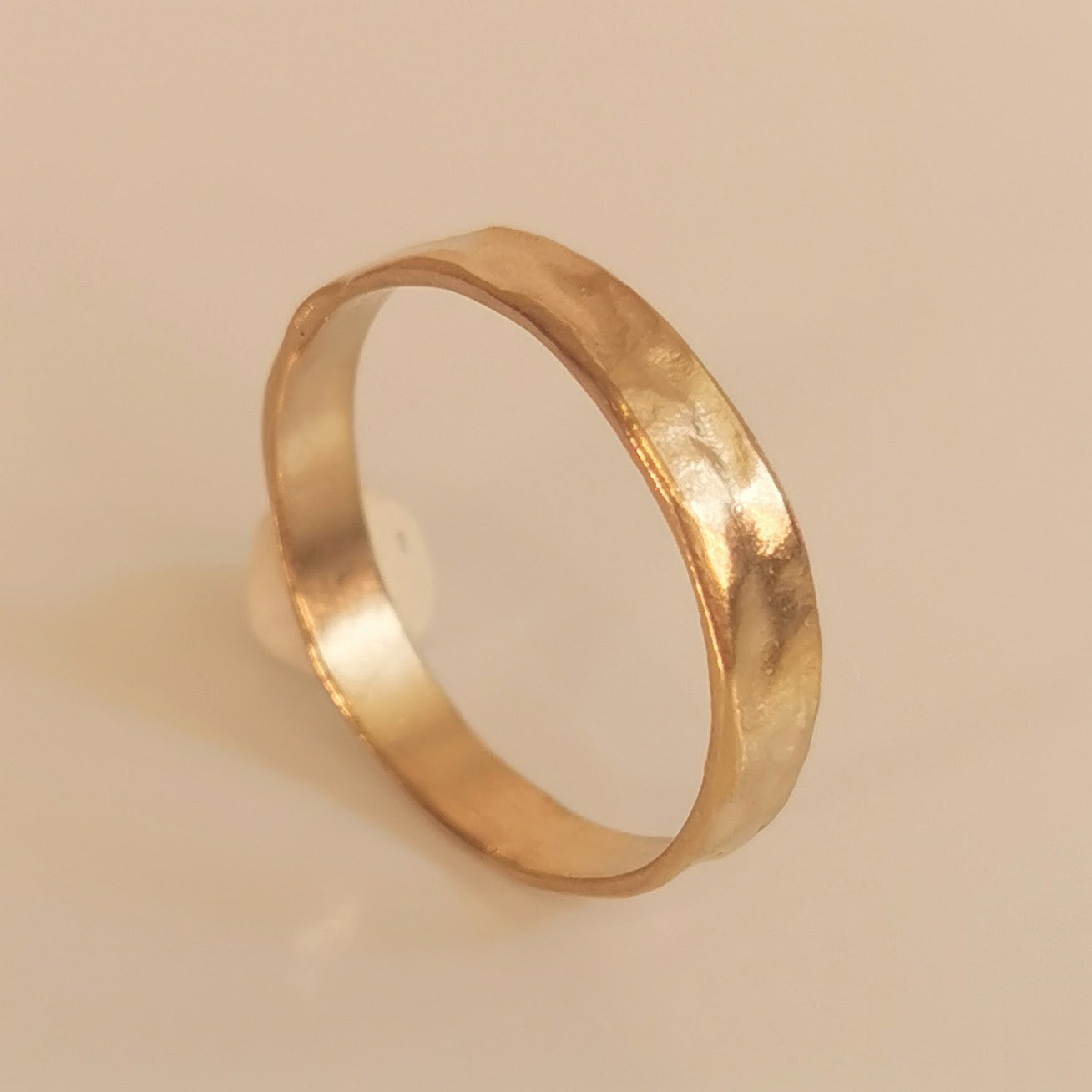 Hammered Gold Wedding Band,Slim 4mm Stacking Ring