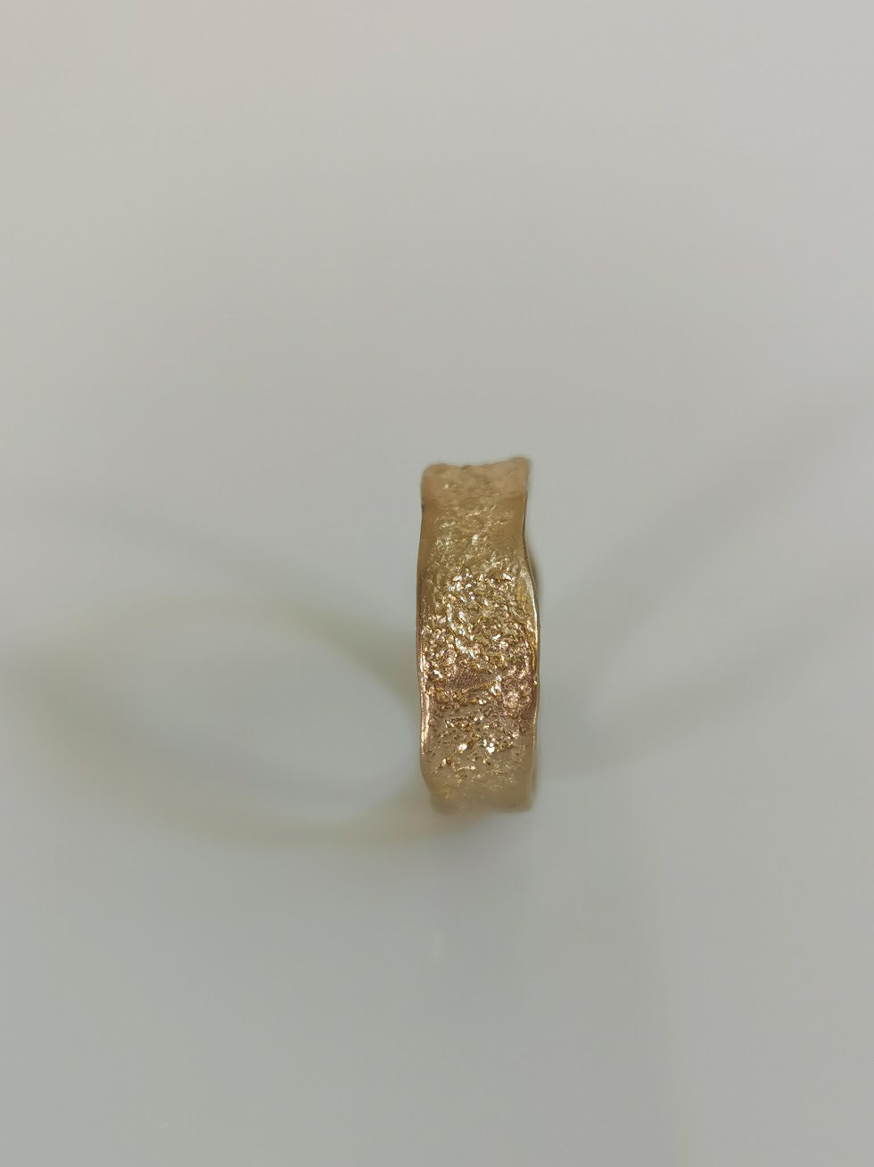 Organic Gold Wide Band Ring, Comfort Fit Hammered Wedding Band